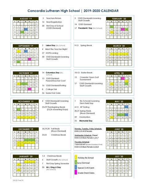 Cal Lutheran Academic Calendar